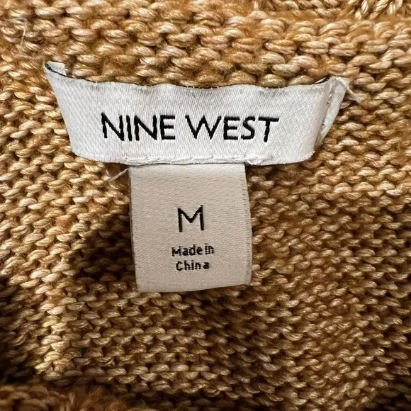 Nine West Soft Cowl Neck Sweater Brown Textured Details Size Medium - Picture 5 of 7